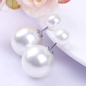 Front Back White Pearly Double Side Earrings